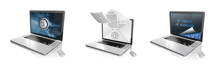 3 laptop on white background