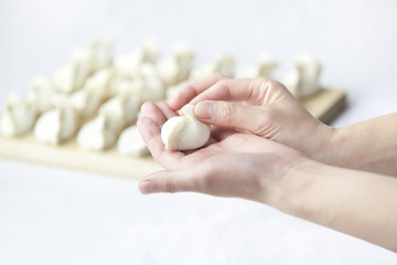 Making Chinese dumplings