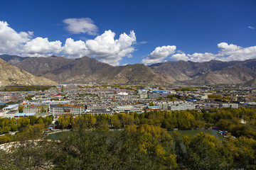 View of Lhasa city, China