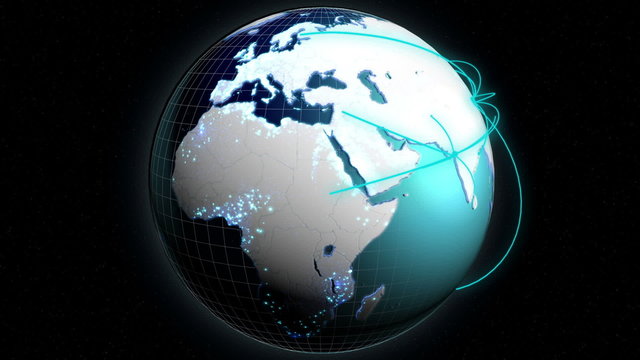 3D business cloud communication global motion graphics internet network America