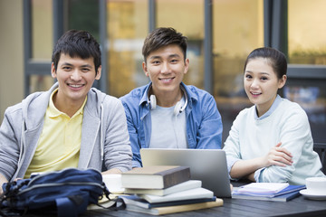 Young college students studying
