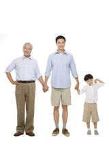 Portrait of three generations of males