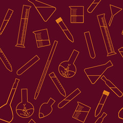 Seamless pattern with chemical glassware