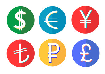 web flat icons world money