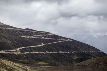 Mountain road in Tibet, China