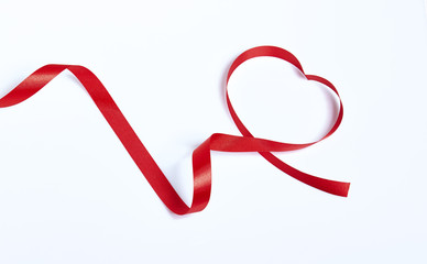 Red heart ribbon, on white background