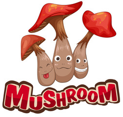 Fresh mushroom with happy face