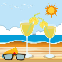 Cocktail glasses by the sea