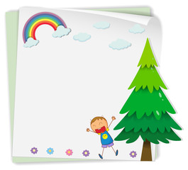 Obraz na płótnie Canvas Paper design with boy and tree