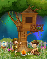 People camping out in the park