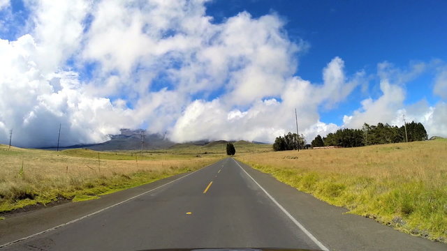 POV driving Mt Mauna Kea Mountain Big Island Hawaii USA