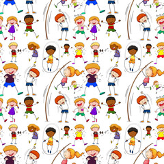 Boys and girls doing sports