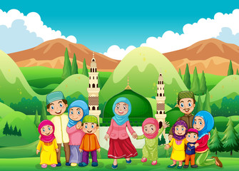 Obraz na płótnie Canvas Muslim family at the mosque