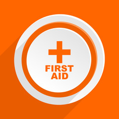 Obraz premium first aid orange vector flat icon