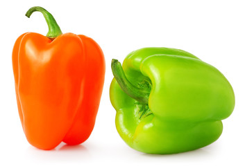 Green and Orange sweet peppers