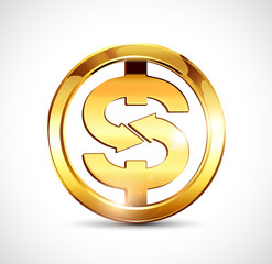 Golden dollar symbol - gold coin