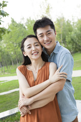 Naklejka premium Portrait of happy young couple