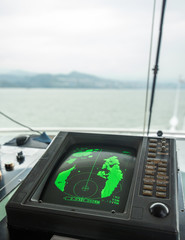 Interior of Cockpit of a cruise ship on the Yangtze River