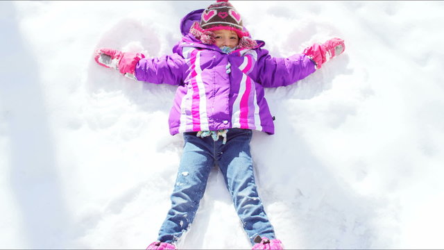 portrait girl child outdoor snow play angel healthy lifestyle mountains skiing