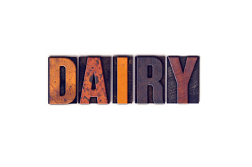 Dairy Concept Isolated Letterpress Type