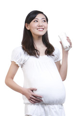 Pregnant woman with milk
