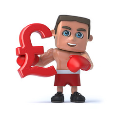 3d Boxer holds a UK Pounds Sterliing currency symbol