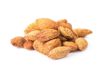 almonds on white background