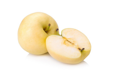ripe yellow apple isolated on white