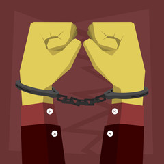 The hands of a corrupt handcuffed