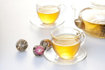 Chinese herbal tea with tea set