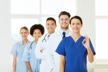 Fototapeta premium group of happy doctors at hospital