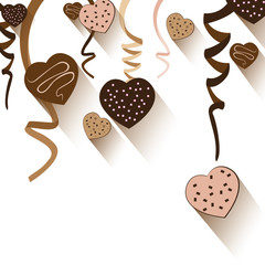 Valentine's Day and Heart chocolate isolated on white background. Vector Valentine's Day Party and full heart on white Background.