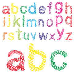 Vector conceptual sketch colorful child font collection