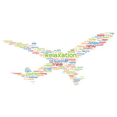 Fototapeta premium Vector conceptual travel or tourism plane word cloud