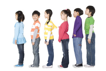 A group of children standing in a row