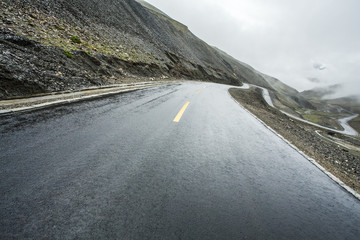 Mountain road in Tibet, China