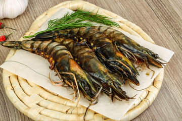 Raw tiger shrimps
