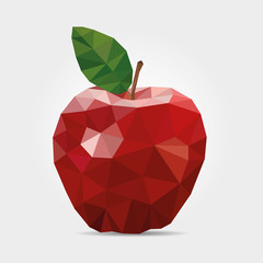 Polygonal Red Apple in Vector