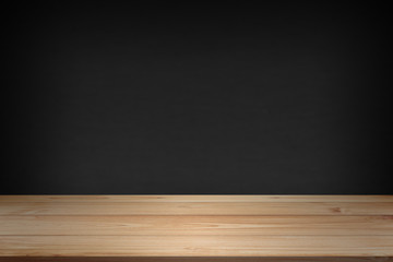 Wood table top isolated on black background - can be used for di