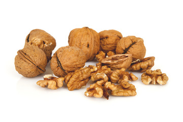 walnuts on a white background