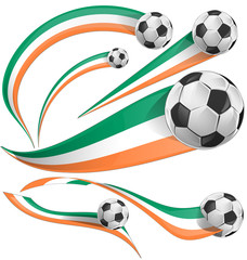 ireland and ivory coast flag with soccer ball