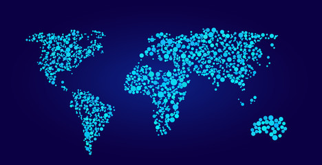 World map vector illustration in dots style