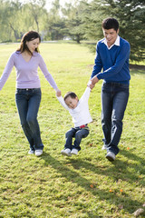 Obraz premium Portrait of young family at the park