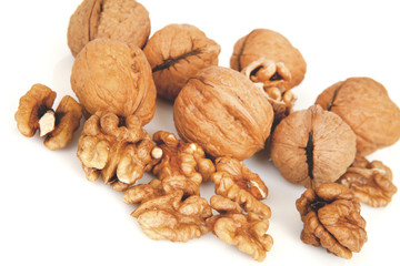 walnuts on a white background