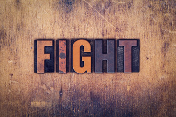 Fight Concept Wooden Letterpress Type