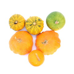 Various pumpkins isolated in white background