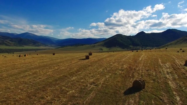 flying over the haystacks in the mountains