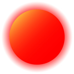 Red sun on white background