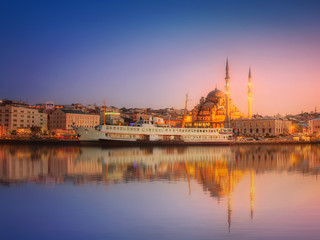 Fototapeta na wymiar The beauty panorama of Istanbul at a dramatic sunset
