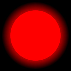 Red sun on black background